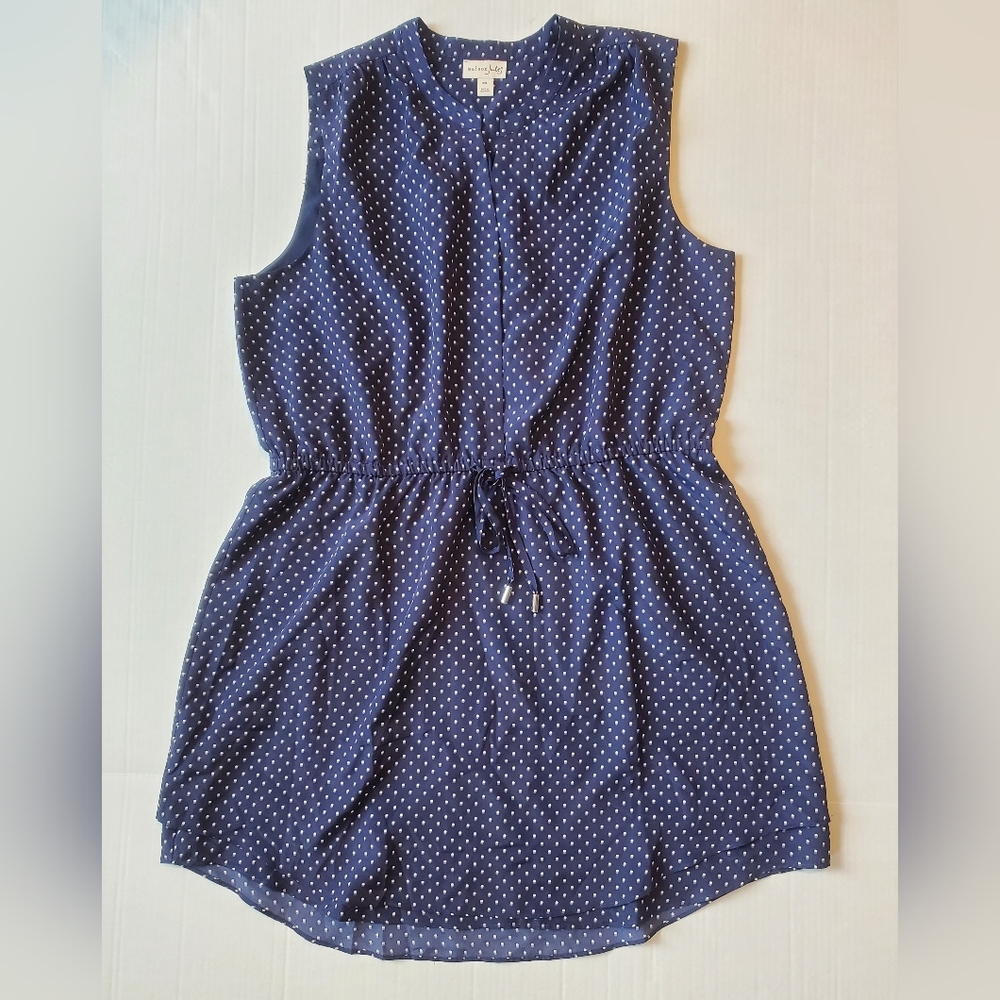 Maison Jules Blue and White Polka Dot Dress Sz XXL